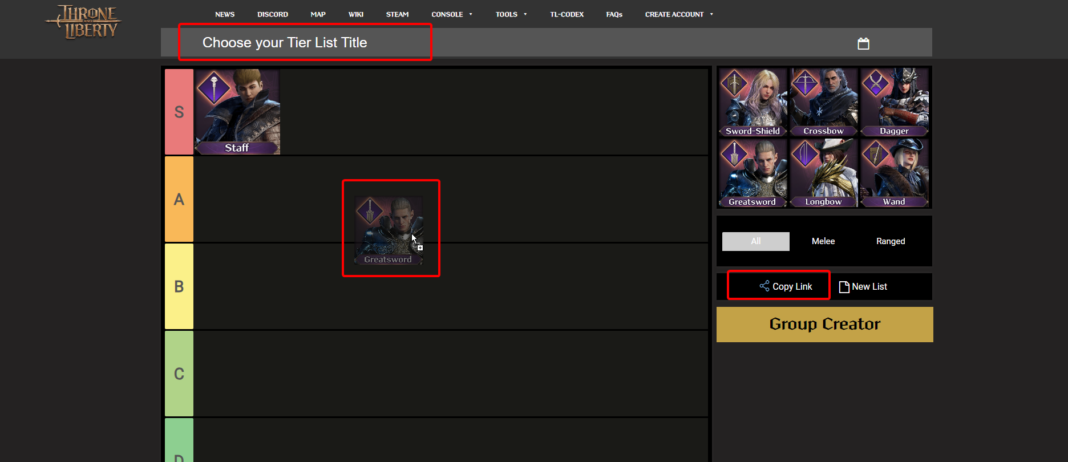 Throne And Liberty Tools Tier List And Group Creator Throne And Liberty   Throne And Liberty Tier List Creator 1068x462 